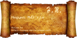 Hegyes Mária névjegykártya